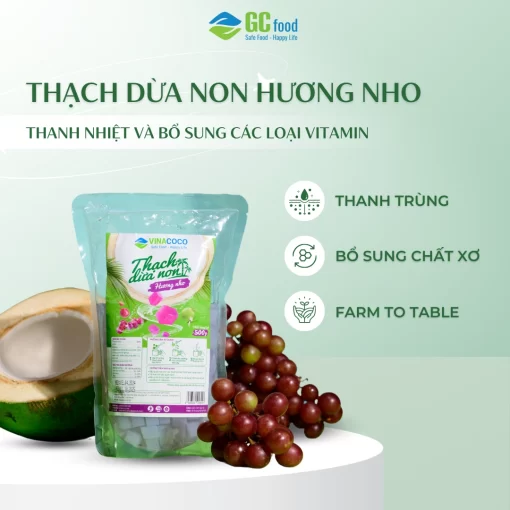 Thạch dừa Hương nho Túi 500gr